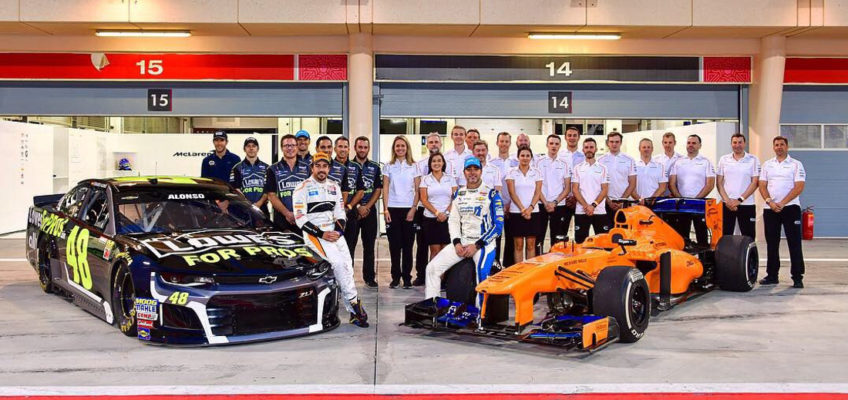 Fernando Alonso and Jimmie Johnson exchange their F1 and NASCAR cars