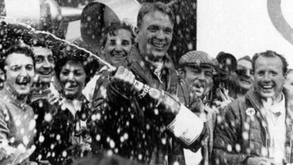 The birth of the champagne spraying tradition in Motorsports